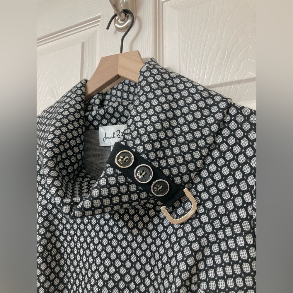 Joseph Ribkoff Women’s Black Gray Funnel Neck A-line Sweater Dress Size 8 Preppy - Picture 3 of 8
